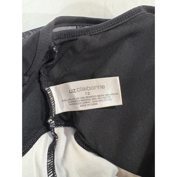 Liz Claiborne Black & White Modest One Piece Swimsuit Size 12 - Picture 5 of 6